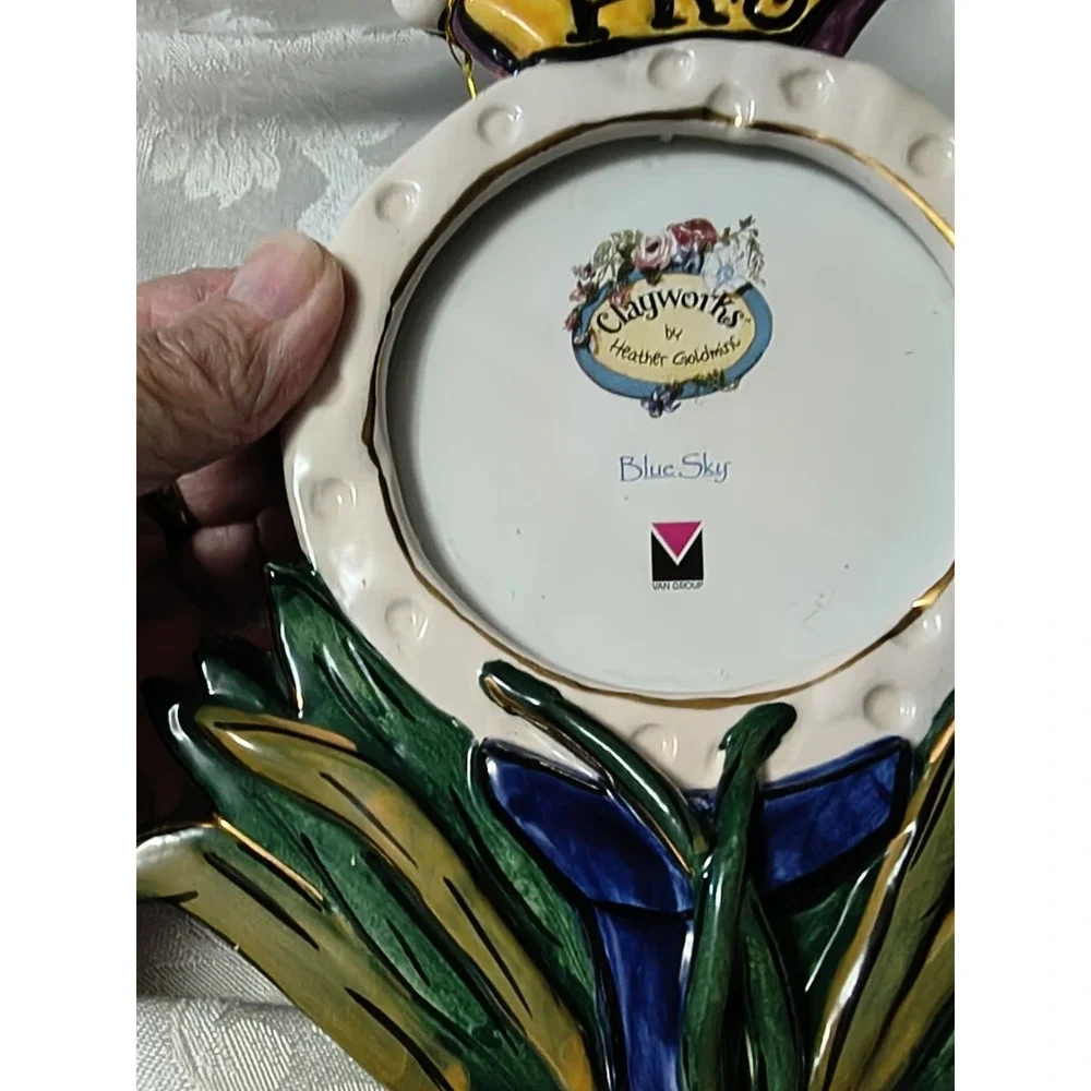 Blue Sky Clayworks 2003 Golf Ball Frog Picture Frame Heather Goldminc w/Orig Tag